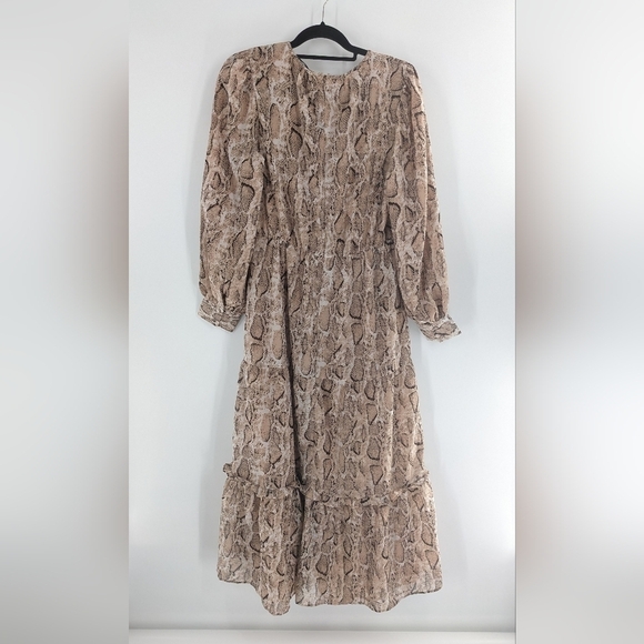 Walter Baker Animal Print Snake Tiered Maxi Dress Size L - Picture 5 of 6